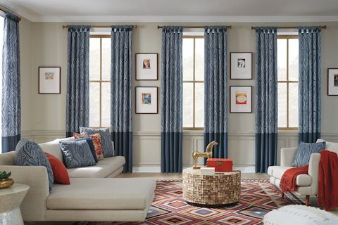 Horizons Gathered Tab, Duo-Drape in Madigan, Ink and Timeless, Navy