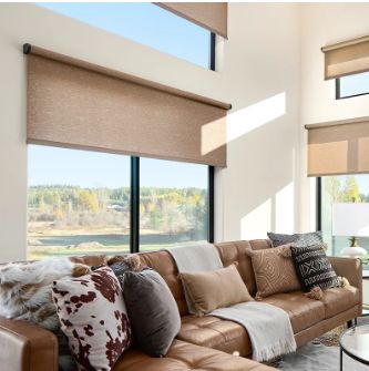photograph of Draper FlexStyle roller shades in a relaxed setting