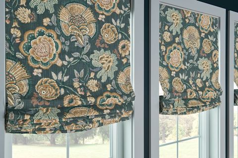 Horizons Soft Treatments Roman Shades Soft Relaxed Roman Shades in Dapifer, Lantern Light