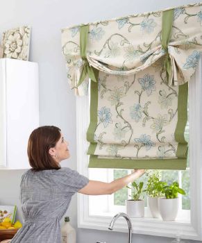 Horizons Fabric Roman Shades in a beautiful setting