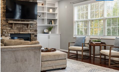 Gorgeous image of wood blinds in a lovely setting